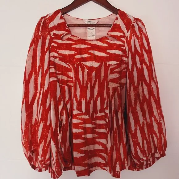 Isabel Marant Etoile Printed Silk Blouse - Blood Orange - Picture 1 of 3